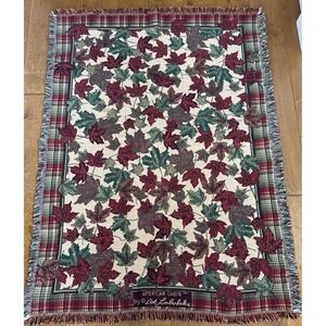 Vintage Bob Timberlake Tapestry Throw Blanket American Cabin Floral 66"x 49"